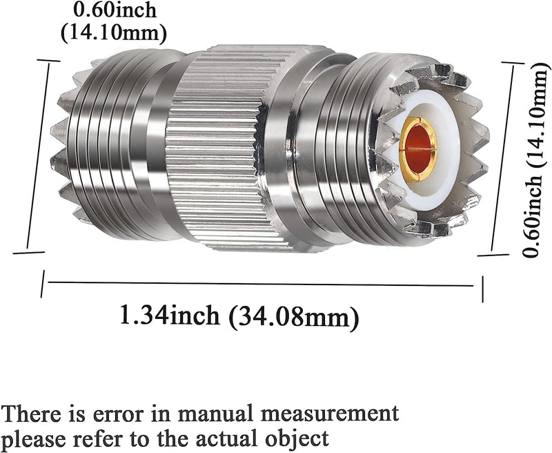 2PCS PL259 UHF Coax Adapter Cable Gender Changers, SO239 Coax Connector Female to Female Coaxial Adapter for CB Radio, Antenna