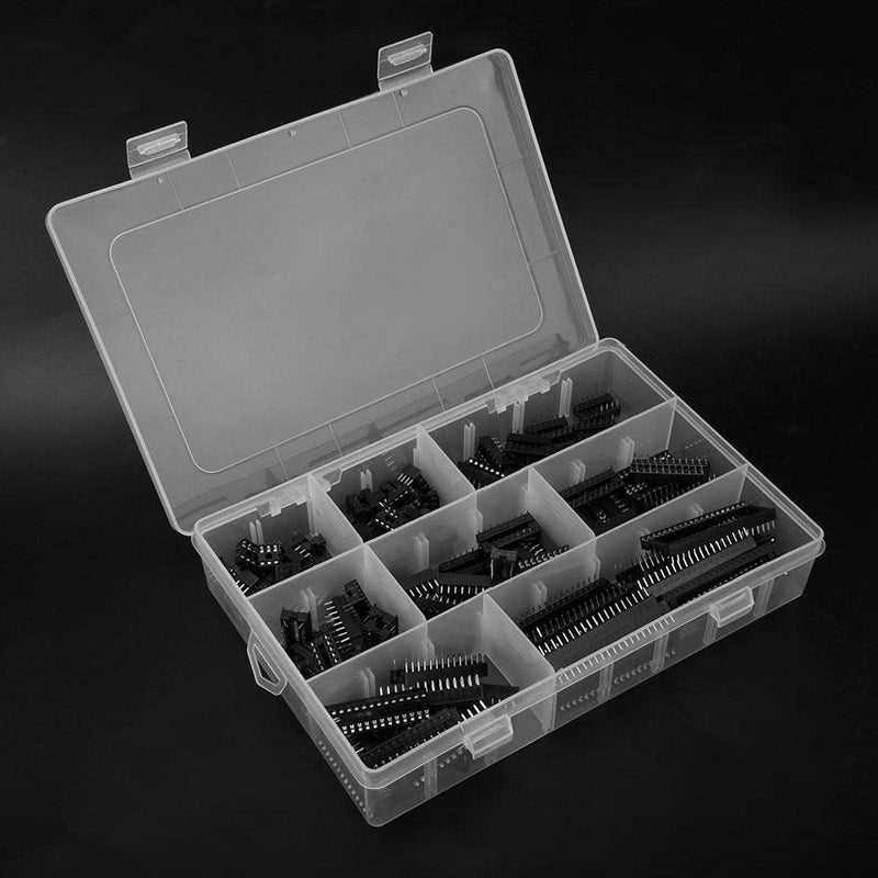 Sockets Solder 122 Pcs IC Socket Adapter Electronic Component Connector Pitch Double Row Assortment Kit for Experiments and DIY Projects DIP-8 6 14 16 18 24 28 40Pins 2.54mm