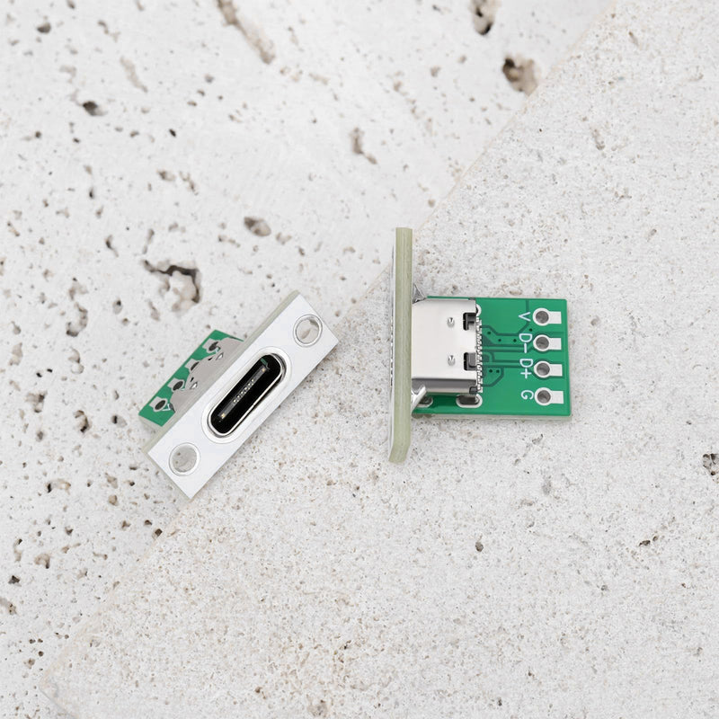 5Pcs Type C Female Socket Connector with PC Board, 24Pin USB 2.0 Pinout Panel Mount USB C Female Socket for DIY Mobile Devices Laptops Tablets