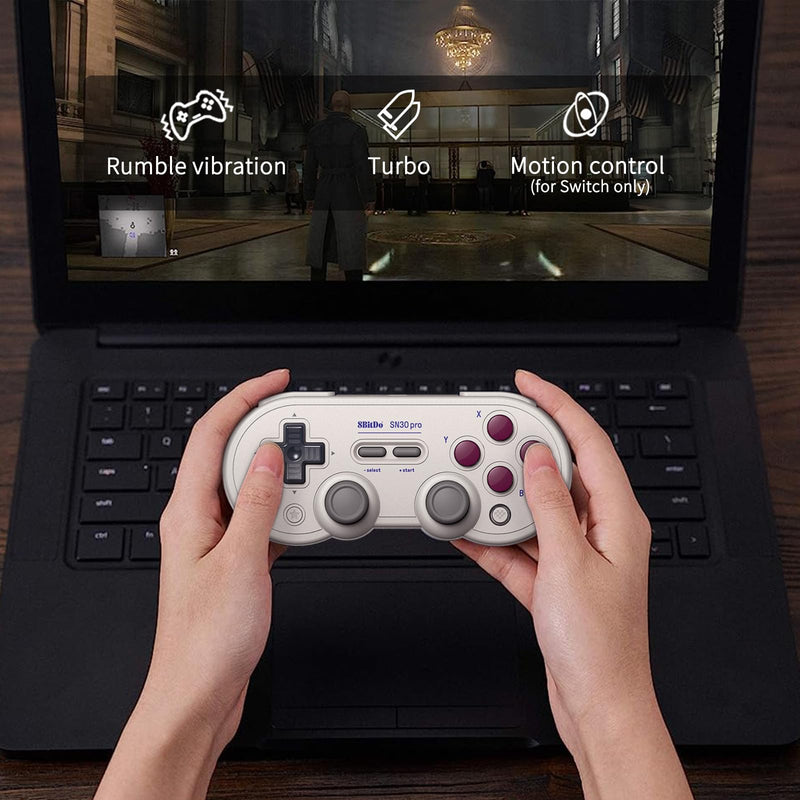 AKNES 8Bitdo SN30 Pro Bluetooth Controller, Hall Effect Joystick Update, Gaming Controller Compatible with Apple, Switch, Windows, Steam Deck, Android and Raspberry Pi - G Classic Edition