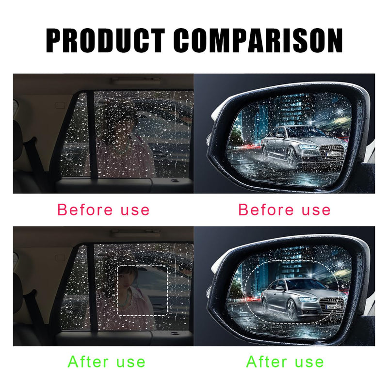 4PCS Car Rearview Mirror Film, Waterproof Film Side Mirror Rainproof Film HD Nano Coating Transparent Car Film, Safe Driving Protective Sticker Film for Most Cars Trucks Suvs Square&Oval