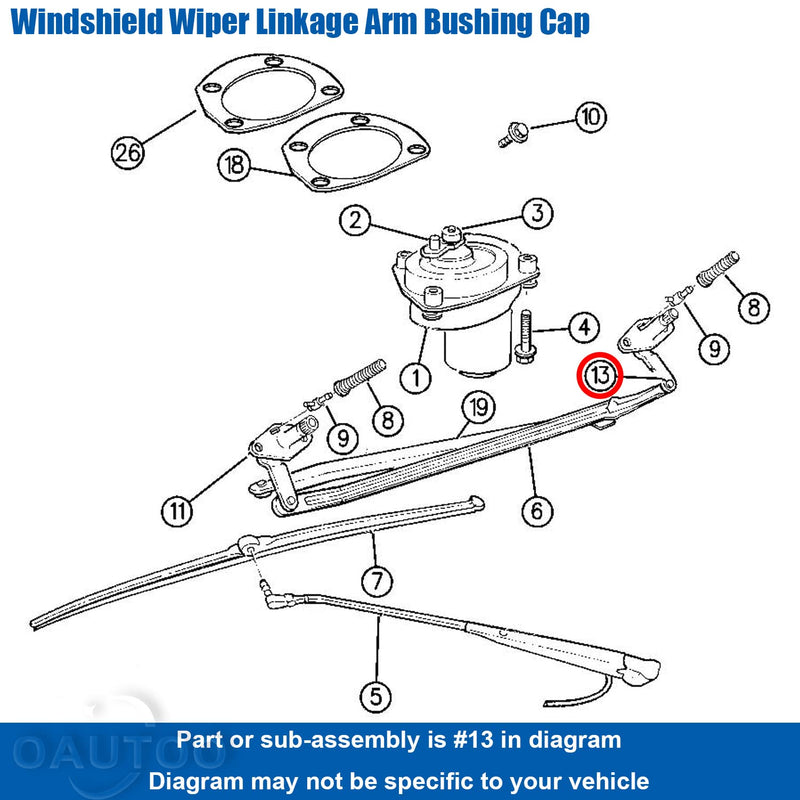 OAUTOO 8pcs Windshield Wiper Linkage Arm Bushing Cap Clip 3799089 for Chrysler Dodge Plymouth