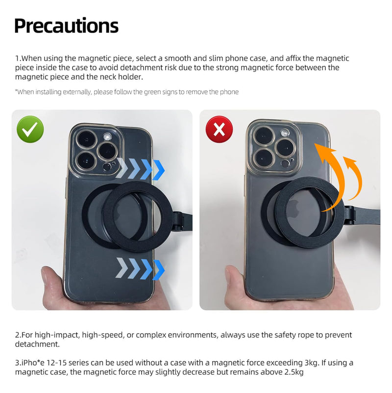 4 in 1 Magnetic Neck Mount for Phones,POV/Vlog Neck Phone Holder for Recording w/Chest Strap/Phone Clip Selfie Mount Phone Neck Holder Neck Tripod for iPhone/Android/Go Pro DJI Camera-Black