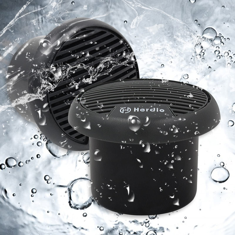 Herdio 3" inch Marine Bluetooth Speakers Boat Motorcycle Hot tub Stereo with Max Power 140 Watt (Black) Black
