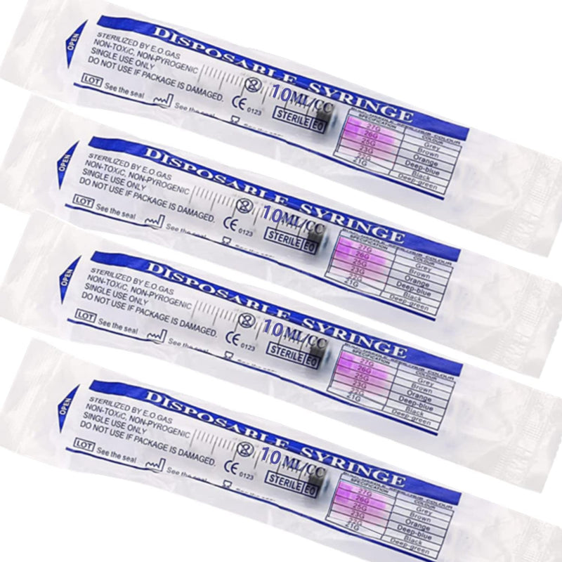 100 Pack 10ml 18Ga Lab Syringe Tools with Measurement, Individually Packed 100 pack - 10ml 18 gauge