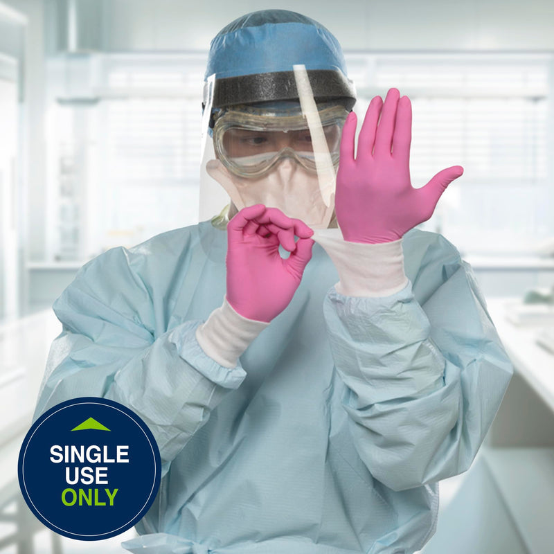 HALYARD PINK UNDERGUARD Nitrile Exam Gloves, Powder-Free, 4.7 mil, Extended 12" Cuff, Pink X-Small 100