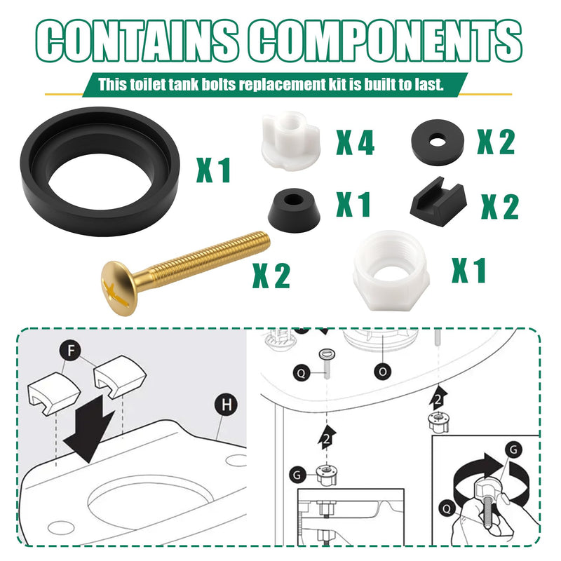 99-660 Tank to Bowl bolt & gasket kit for Gerber Toilets,Repair Parts for Gerber 99-025,G0099025,99-856, G0099856 Tank to Bowl Assembly Kit for Avalanche AV2889X, WS2889X & LS28890 Tanks Coupling Kits