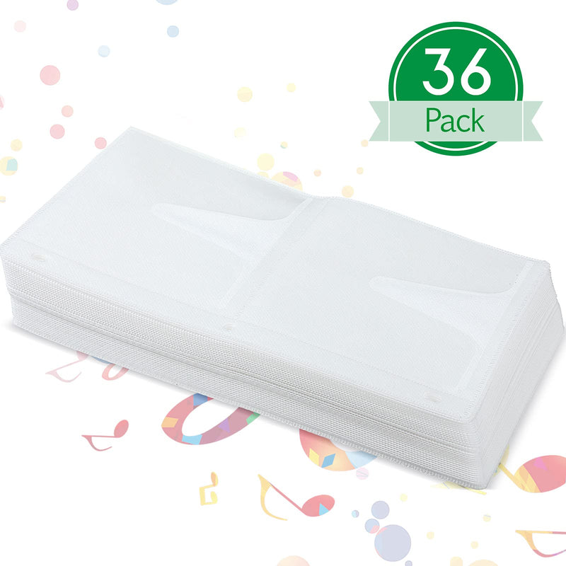 Kosiz 36 Pieces 4 Dise DVD Poly Sleeves 3 Rings CD Sleeves Binder Pages 144 Disc Capacity for Binders Only