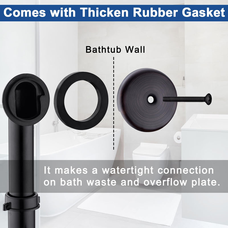 Brass Bathtub Drain Kit, Lift and Turn Tub Drain Kit with Overflow Faceplate, Oil Rubbed Bronze 1-hole
