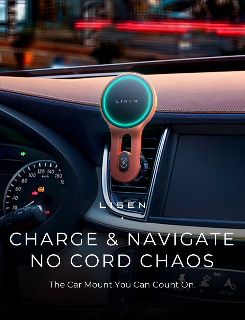 LISEN for 15W MagSafe Car Mount Charger, [Safer & Faster] Vent Magnetic Wireless Car Charger, Car Vent Phone Mount Charger Fits iPhone 16 Pro Max Plus 15 14 13 12, Samsung with MagSafe Case, Red