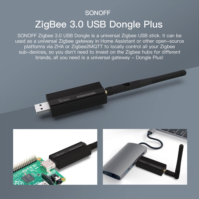 SONOFF Zigbee 3.0 USB Dongle Plus Gateway, Universal Zigbee USB Gateway with Antenna for Home Assistant, IoBroker, Wireless Zigbee 3.0 USB Adapter(1 Pack) 1