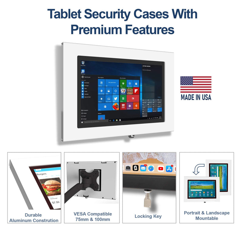 TABcare Locking Anti-Theft Security Metal Case for Microsoft Surface Go 1/2/3/4 Tablet Supports VESA, Wall Mount (Surface GO, Black)