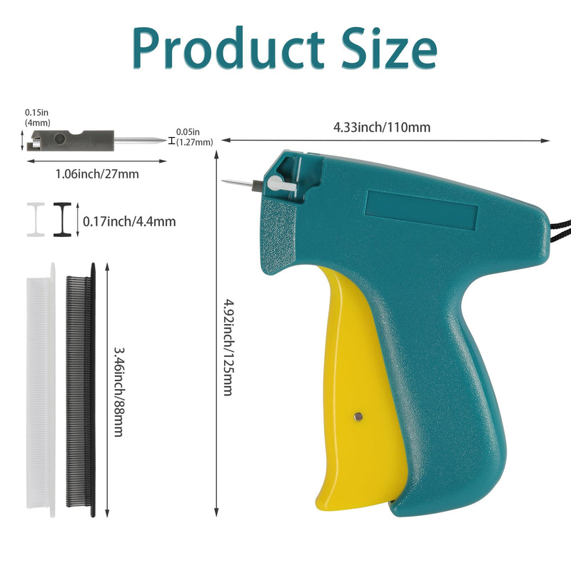 Stitch Gun For Clothes, Easy Sewing Kit for Adults with 2 Needle, 1000 White &1000 Black Fasteners, Tagging Gun, Green Green&Yellow