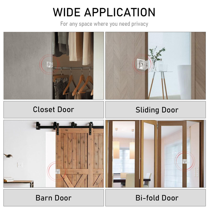 HOME MASTER HARDWARE Privacy Pocket Door Lock Hardware with Pull Replace Old Sliding Door Locks/Solid Brass Pocket Door Privacy Lock 2-3/4”x2-1/2”, for 1-3/8” Thickness Door, Brushed Nickel -2 Pack 2-3/4”x2-1/2” Brushed Nickel--2PACK