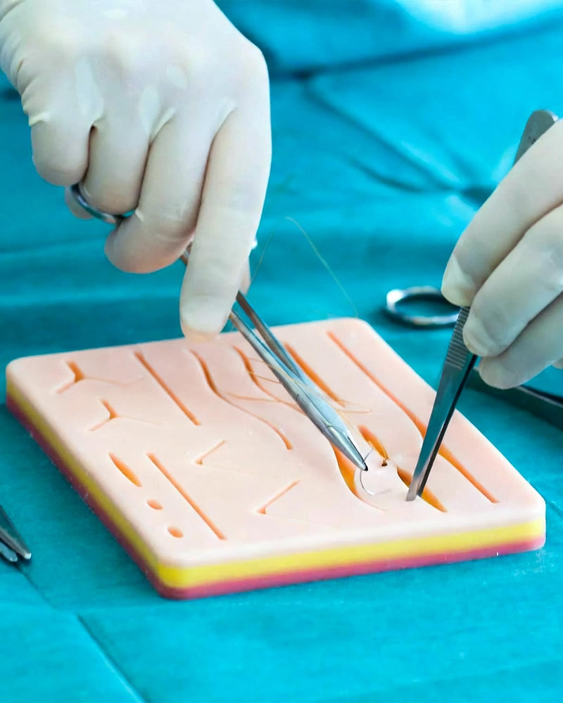 Wound Suture Exercise Set - Wound Suture Exercise Set Silicone Skin Model with Instruments | Realistic surgical suture kit for medical school, beginners, students and doctors