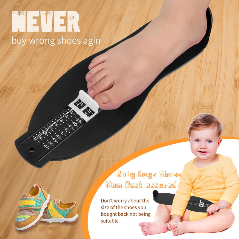 Foot Measuring Device, Shoe Sizes Measuring Sizes with 1 Measuring Tape Feet, Children Adult Shoe Measuring Device for EUR UK Shoe Measuring Device (Black)
