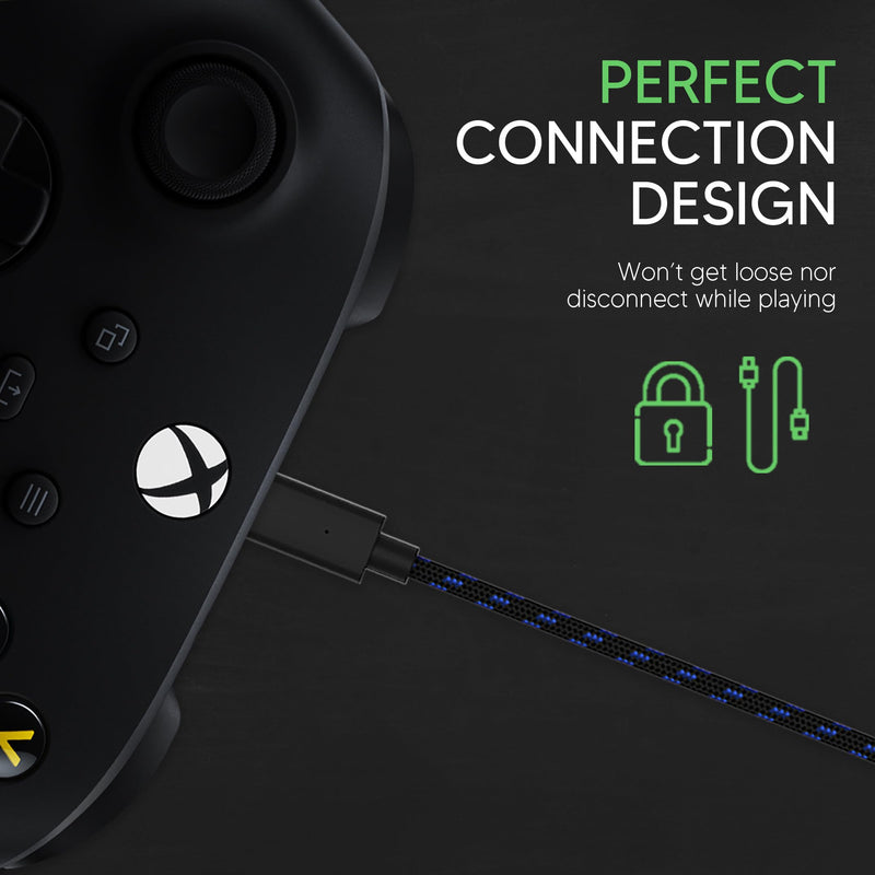TALK WORKS Controller Charger Cord for Xbox One - 2 Pack 10 ft Nylon Braided Micro USB Charging Cable - Also Android Compatible with Samsung Galaxy, PS4