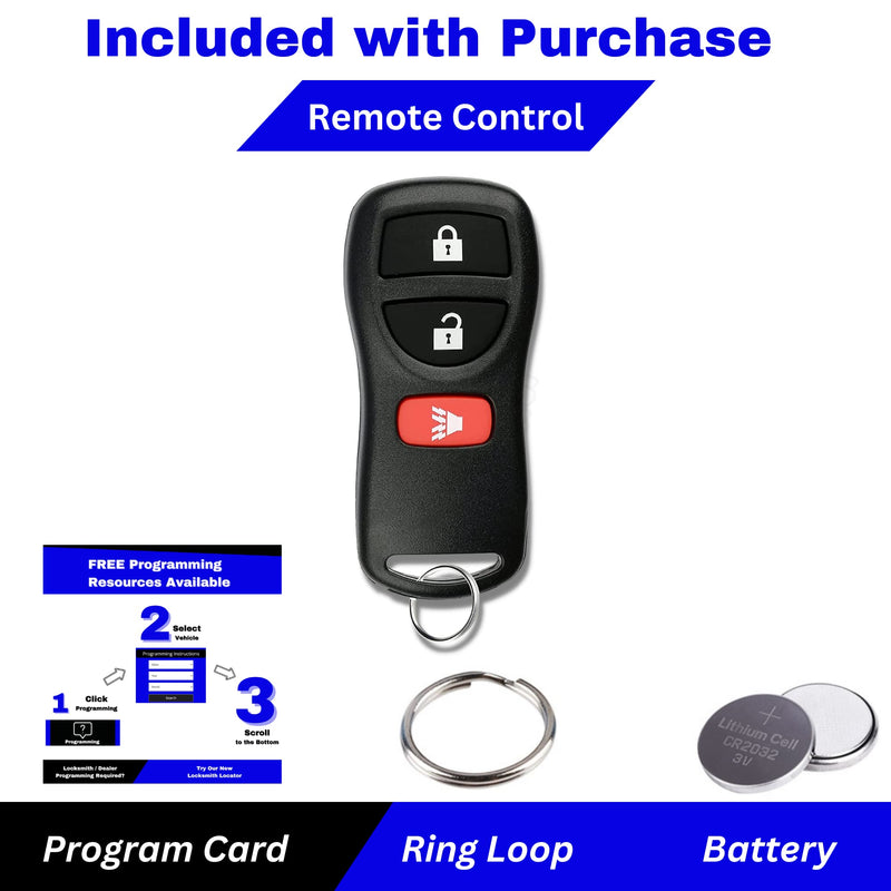 3-Button Replacement Keyless Entry Remote Key Fob, Compatible with Nissan Armada Pathfinder Frontier Murano Titan Quest Xterra Sentra Versa, Infiniti FX35 FX45 QX4, KBRASTU15 3-BTN