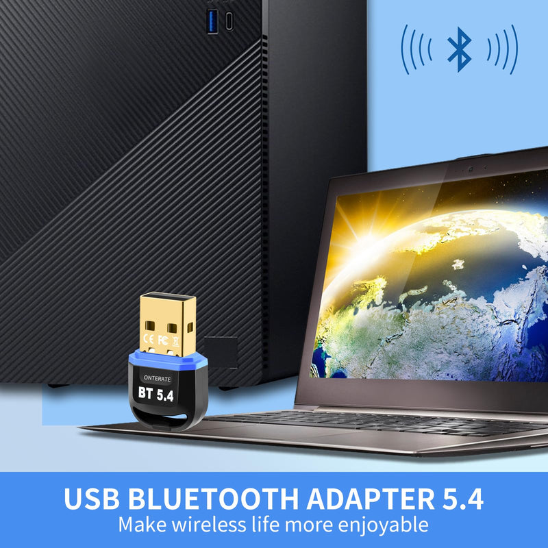 USB Bluetooth 5.4 Adapter for PC, Plug & Play Bluetooth Dongle Receiver BR+EDR+BLE+LMP13.X, Long Range Support Windows 11/10/8.1 for Desktop Laptop Keyboard Mouse Headset (Red) Red