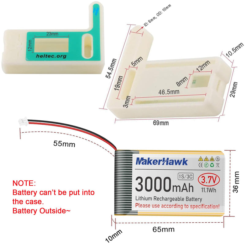 ESP32 LoRa V3 Module Board with 3000mAh Battery Set - with 915MHz Antenna and SX1262 LoRa V3 Case Devices for Meshtastic Ar duino LoRawan IOT Board + Case + 3000mAh Battery