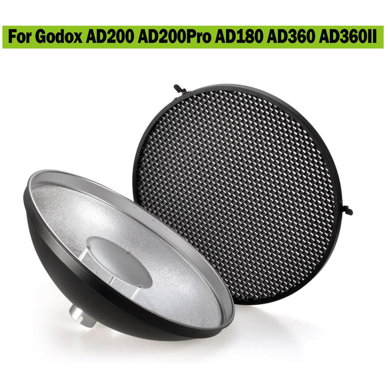 Godox AD-S3 Beauty Dish Reflector for AD200 Pro, AD200Pro II & AD180, AD360 II Flash Speedlite with Honeycomb Cover