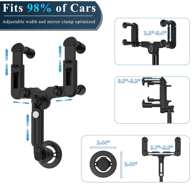 for Magsafe Car Mount, Rear View Mirror Phone Holder, Rotatable and Retractable Phone Holder for Car Compatible with iPhone 15/14/13/12 Series and All Phones with Magsafe Case or Metal Ring