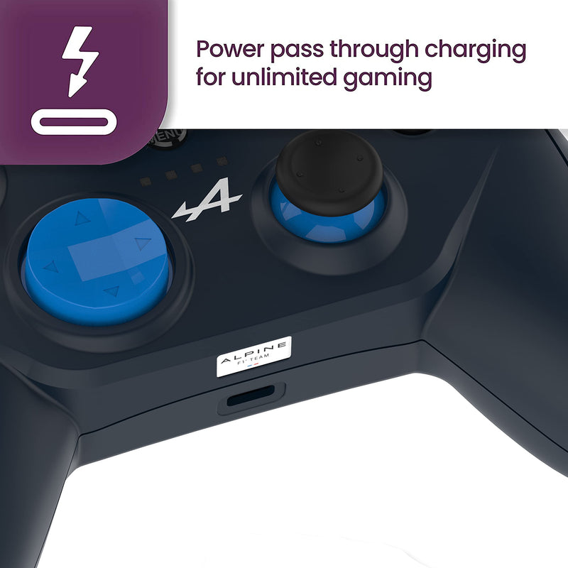 Mfi Certified Gamepad Controller for iOS iPhone – Licensed Alpine F1 Edition - Wired with L3 + R3 Buttons, Power Pass Through Charging, 8 Way D-Pad, and redesigned ZeroG Mobile Device