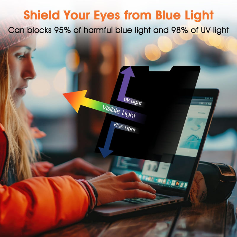 Magnetic Laptop Privacy Screen 14 Inch (Diagonal) 16:9 Display- Removable Anti-Glare Blue Light Filter, Computer Privacy Screen Shield Compatible with 14'' Hp Acer Asus Lenovo Dell Monitor 14 Inch with 16:9 Aspect Ratio