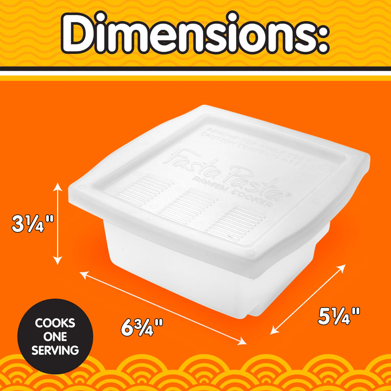 Fasta Pasta Microwave Ramen Noodle Cooker 2 Pack - No Mess, Sticking or Waiting For Boil - Patented Design Makes Perfect Noodles Every Time