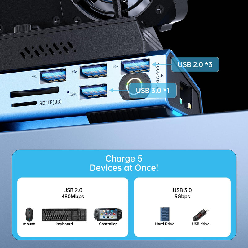 Docking Staion for Steam Deck/ROG Ally/Legion Go,13 in 1 Double Fan Steam Deck Dock.1000Mbps Ethernet, PD100W Charging,SD/TF Double Card Slots，HD 2.0 4K@60Hz，4 USB Port. Slot Steam Deck Dock.