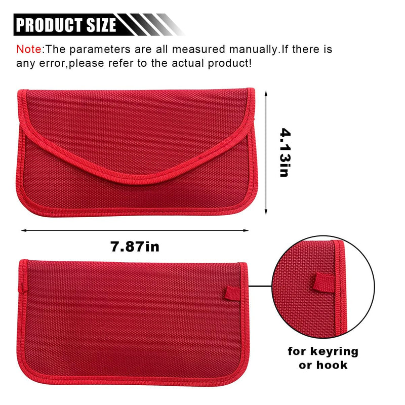 2PCS Faraday Signal Blocking Bag, Key Fob Protector, RFID Faraday Pouch Cage Box Wallet Case for Cell Phone Privacy Protection, Anti-Hacking RFID Card Protector Signal Shielding (Red) Red