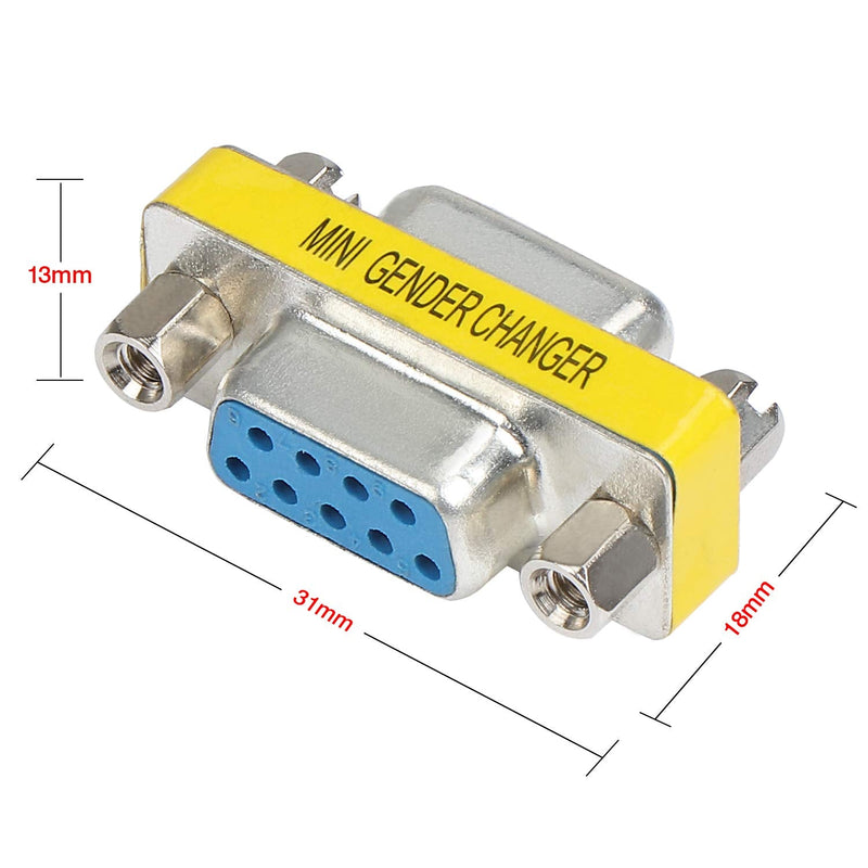 abcGoodefg 9 Pin RS-232 DB9 Female to Female Serial Cable Gender Changer Coupler Adapter (20 Pack, DB9 Female to Female) 20 PACK