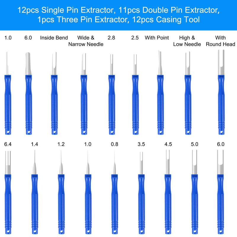 Terminal Removal Tool Kit 36 Pcs Depinning Tool Electrical Connector Pin Removal Tool Kit Pin Extractor Tool Set Wire Terminal Release Tool for Automotive Car Household Devices - Blue 36PCS