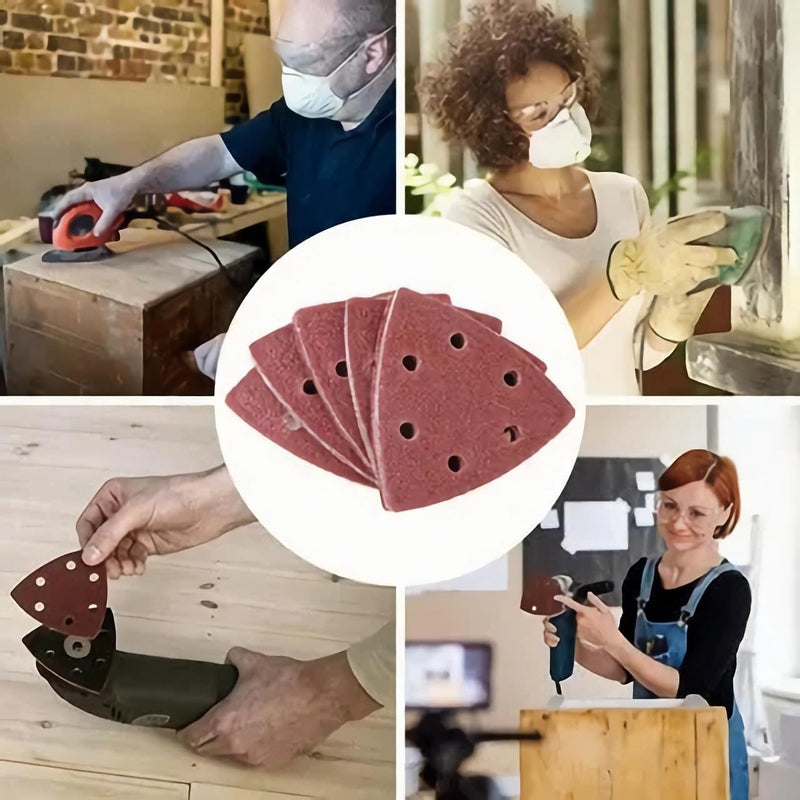 Pack of 101 delta sander sandpaper triangle sanders, Velcro sanding pads multi sander, sanding set sandpaper for Bosch Fein Oscillating Multi Tool Cutting Cutter Pad