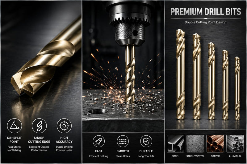 HSS Cobalt Drill Bit Double End 1/4 in. Stubby Body Drill Steel Metal Iron-10Pc 1/4"(10Pcs)