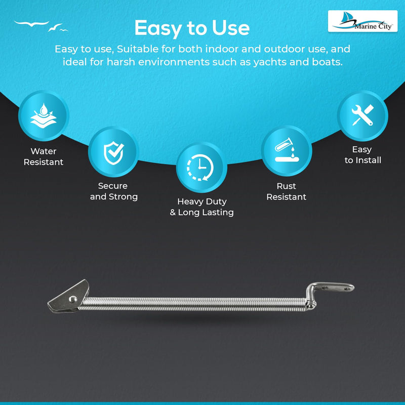 MARINE CITY Stainless Steel Strong & Sturdy Gloss Polished Finish Hatch Spring Adjuster with U-Bolt and L-Shape Plate for Lighter Door Cabinet Doors Window Hatches 10-1/4 Inch
