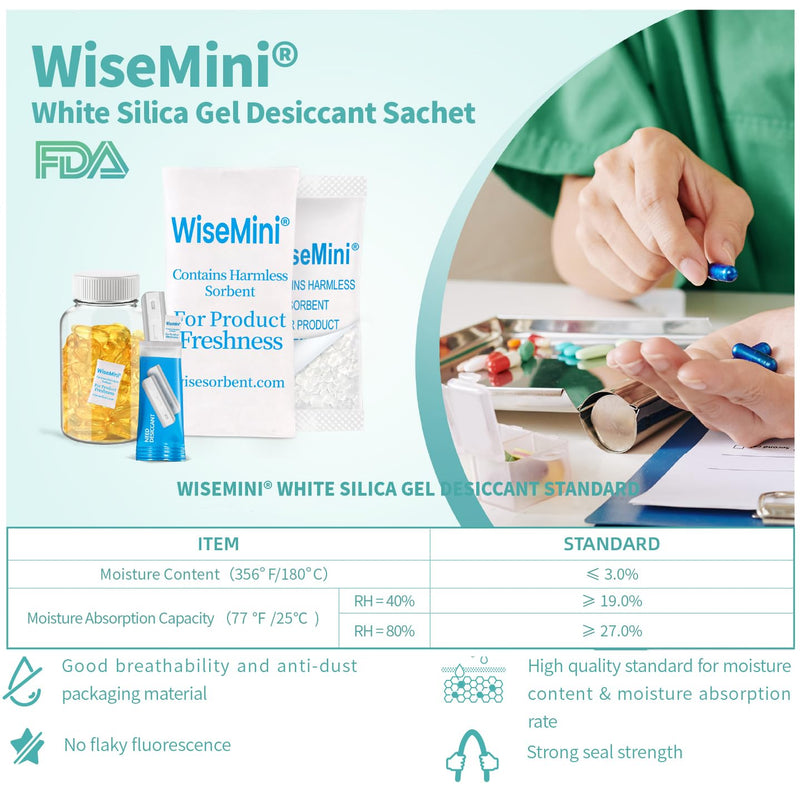 Wisesorb 0.25 Gram 1200 Pack Silica Gel Packets, Dessicant Packets, Silica Gel Packs, Moisture Absorbers for Food Storage, Food Safe Desiccant Dehumidifiers 0.25g*1200Pcs