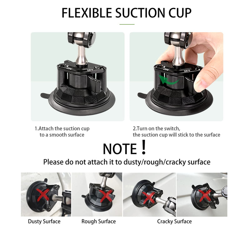 leepiya Car Phone Mount Video Recording Universal Magic Arm Suction Car Phone Holder Mount Windshield Window Glass Dashboard Vlog Shooting Car Phone Mount for All Smartphones & Cars
