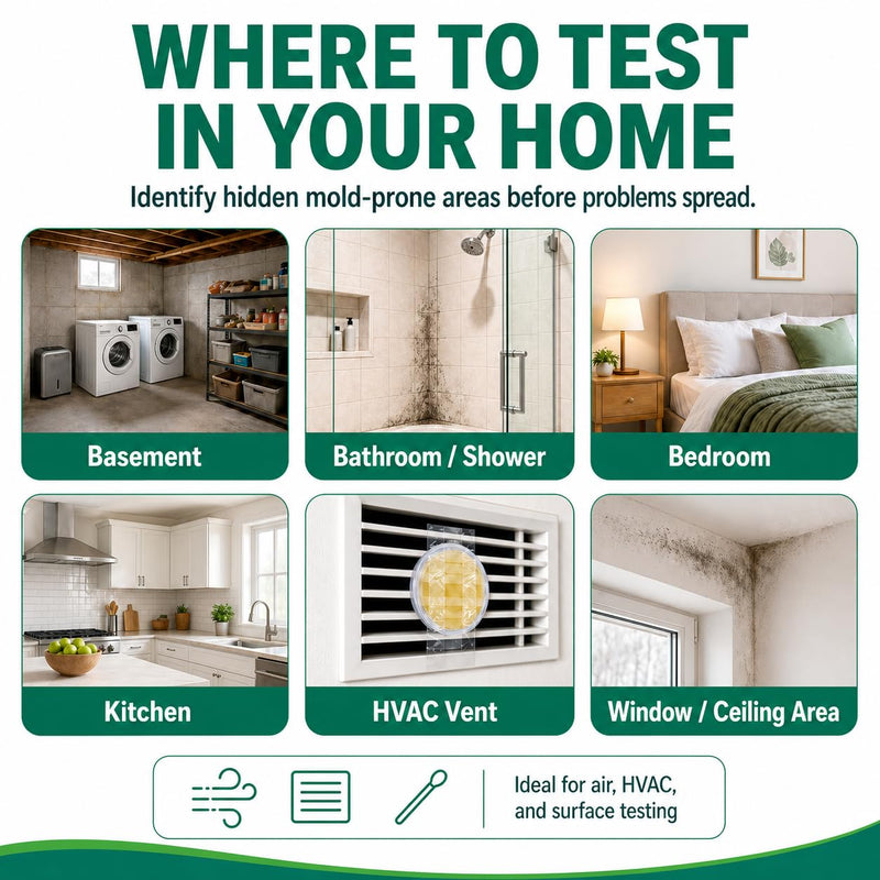 Carethetic Mold Test Kit for Home, 6 DIY Agar Plates for Air, HVAC and Surface Testing, Indoor Mold Testing Kit with Swabs, Gloves, Bags and User Manual