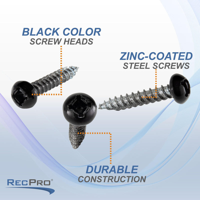 RecPro 8x1 Pan Head Metal RV Screws | Polar Black | Multi-Pack | RV Interior Screws | Factory Finished Look | (50) 50