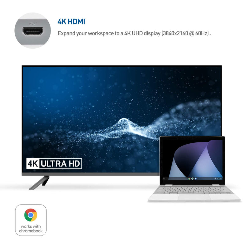 [Works with Chromebook Certified] Cable Matters USB C Hub Multiport Adapter with 4K HDMI, 2X USB 2.0, 480Mbps Ethernet, and 60W PD