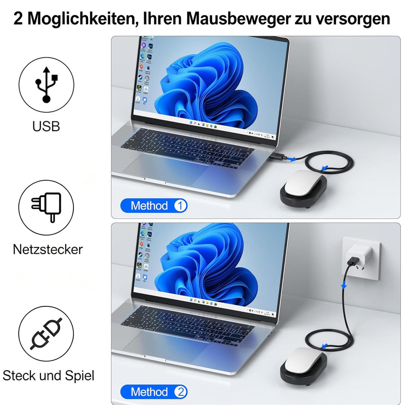 Mouse Jiggler, Mouse Mover Undetectable Mouse Mover, Mechanical Mouse Mover with On/Off, Mouse Mover for Home/Office/Game, Mouse Shaker/Clicker, Prevent PC Sleep Mode - Black