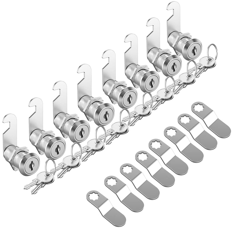 8 Pack Cabinet Locks, 1-1/8" Cam Lock Keyed Alike, Mailbox Lock Secure Drawer Mailbox Tool Box RV Storage Door, Zinc Alloy 8 Pack 1-1/8 Inch Silver