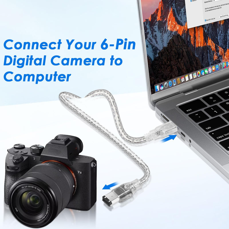 6ft Firewire to USB Adapter Cable 6 Pin IEEE 1394 Male to USB 2.0 Male Adaptor Convertor Firewire 400 1394-a to USB A Connector Cord for Digital Camera Printer Scanner Hard Disk