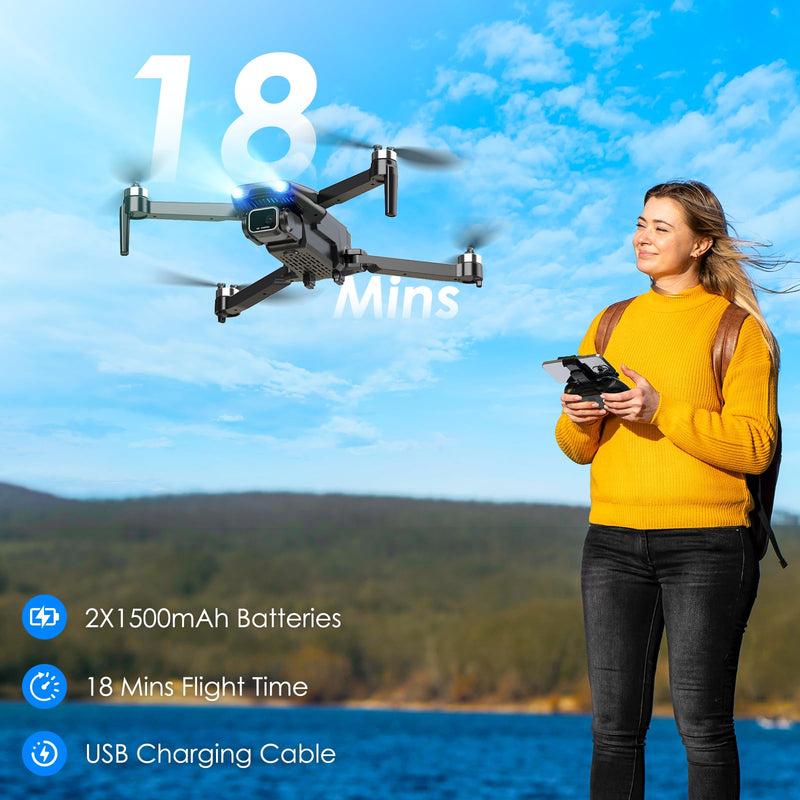 Drone with Camera, 1080P FPV Foldable Drone with Brushless Motor, One Key Take Off/Land, Altitude Hold, 360° Flip, Gravity Control, 2 Batteries, 3 Speeds Mini Drones for Kids Beginners