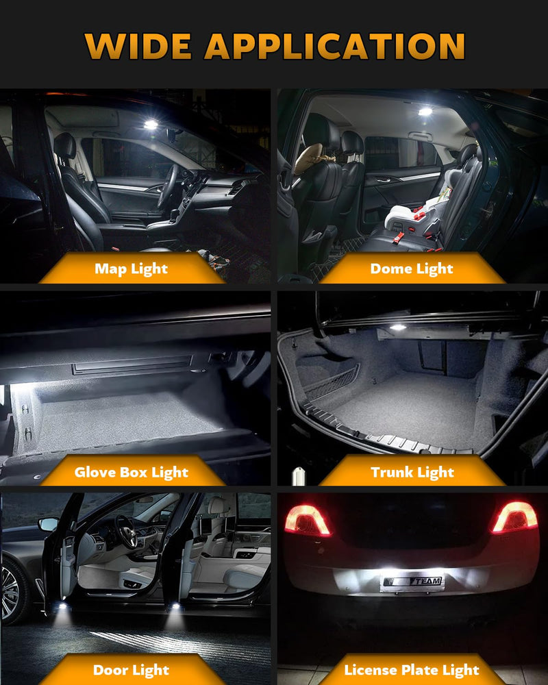 24PCS LED Interior Car Lights, Extremely Bright 6500K White LED Bulb Kit, Applicable to Dome Map Door Lights and Other Parts Replacement for Your Cars, to Help You See Inside The Car at Night Xenon White