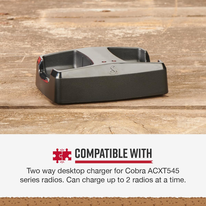 Cobra ACXT 500 Dock Charging Station for 2 Walkie Talkies with UBS Charging Cable - Dual Desktop Portable Charger, Compatible with ACXT545 Model