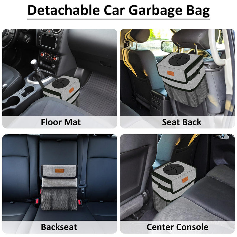 Car Trash Can Bin for Back Seat Leak Proof, Cute Trash Bag Hanging, for SUV Truck Van, Automotive Vehicle Garbage Cans Front Seat Grey 2 Gallons