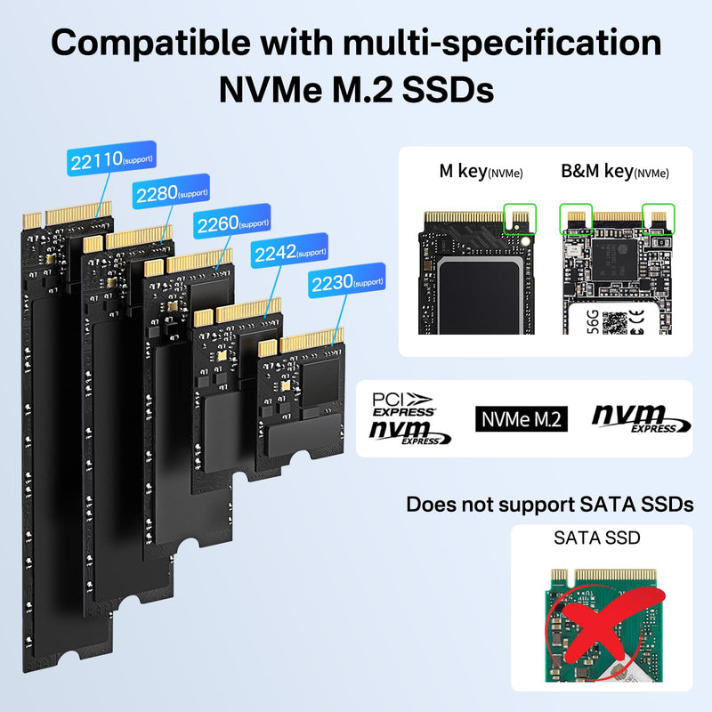 ACASIS NVMe M.2 Duplicator, M.2 ssd cloner Dual-Bay Offline Clone, USB C to NVME Docking Station for M2 SSD M Key Hard Drives Enclosure