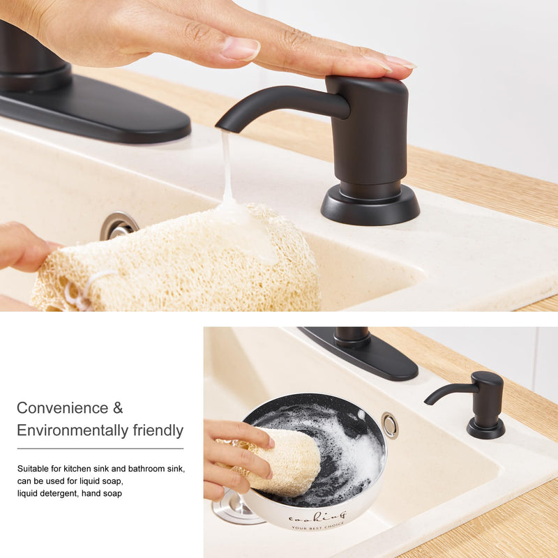 GAGALIFE Built in Counter Soap Dispenser for Kitchen Sink and Soap Dispenser Extension Tube, Anti-Leakage Upgrade with 40" Soap Tube, No More Top Refill (Matte Black) Matte Black